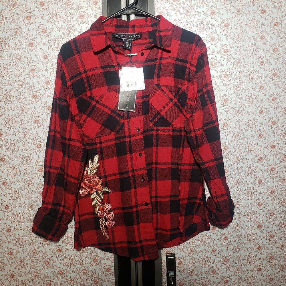 Polly & Esther Red Plaid Shirt